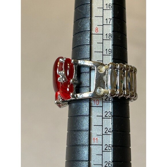 Paparazzi Silver Tone and Red Stone Adjustable Stretch Ring - Picture 2 of 4